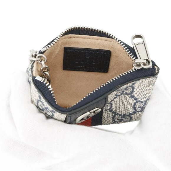 GUCCI Ophidia Key Case GG Supreme/Leather Beige/Navy 671722 - Picture 4 of 10